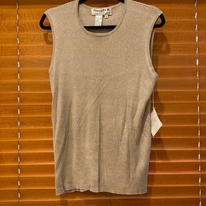 Joseph A.Woman Paris-London-New York shimmery tan sleeveless sweater (OL)